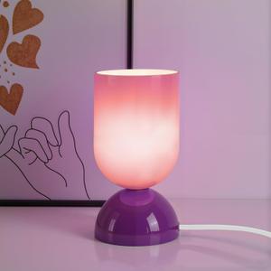 8.9" Modern Glass Table Lamp for Living Room, Dimmable Desk Lamps for Bedroom, UL Listed Nightstand Lamp with Dome Base, End Table Lamps for Home, Side Tables, College Dorm, Office, Glossy Purple