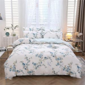 URBONUR Full Size Duvet Cover Sets Light Blue Garden Floral Bedding Comforter Cover, Ultra-Soft & Breathable Duvet Sets for All Season, Button Closure & Corner Ties