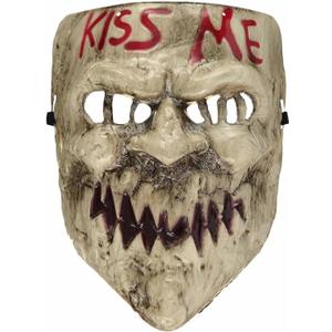 Kiss Me Horror Mask for Halloween Adult Costume, Scary Purge Style Face Cover for Cosplay, Carnival and Themed Events