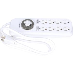 Southwire Woods Indoor 8-Outlet Power Strip Timer - Power Strip with Built-In Mechanical Timer - Programmable Outlet Strip - Grounded Outlets - Daily Power Control - White