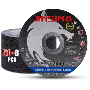 Cut Off Wheels 53 PCS, 6 Inch Metal and Stainless Steel Cutting Wheel, Fast Cutting Disc for Angle Grinder (6 x 1/16 x 7/8inch) 50+3pcs
