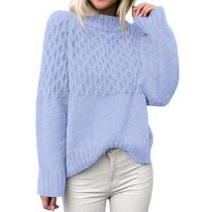 PRETTYGARDEN Oversized Sweaters for Women 2025 Fall Cute Cable Knit Long Sleeve Crewneck Chunky Pullover Tops Winter Clothing (Light Blue,Small) (Blue, S)