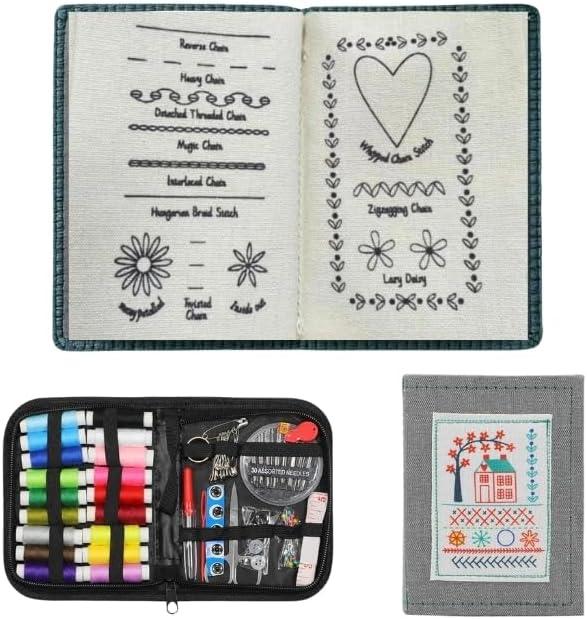 Mirfa Ultimate Embroidery Learning Book, DIY Embroidery Stitch Kit with Complete Sewing Kit, 106 Patterns for Sewing Enthusiasts, Sewing Practice Guide for Adults, Hobby Crafting, Knitting & Weaving