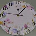 White Daisy Pink Flower Spring Wildflower Silent Non-Ticking Kitchen Clock Decor 9.5 Inch Round PVC Oil Painting Dial Battery Operated Easy to Read for Bedroom Living Room Home (A003)