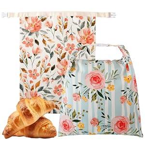 Bread Bags for Homemade Bread, 2 Pack Beeswax Bags for Sourdough, Reusable Sourdough Storage