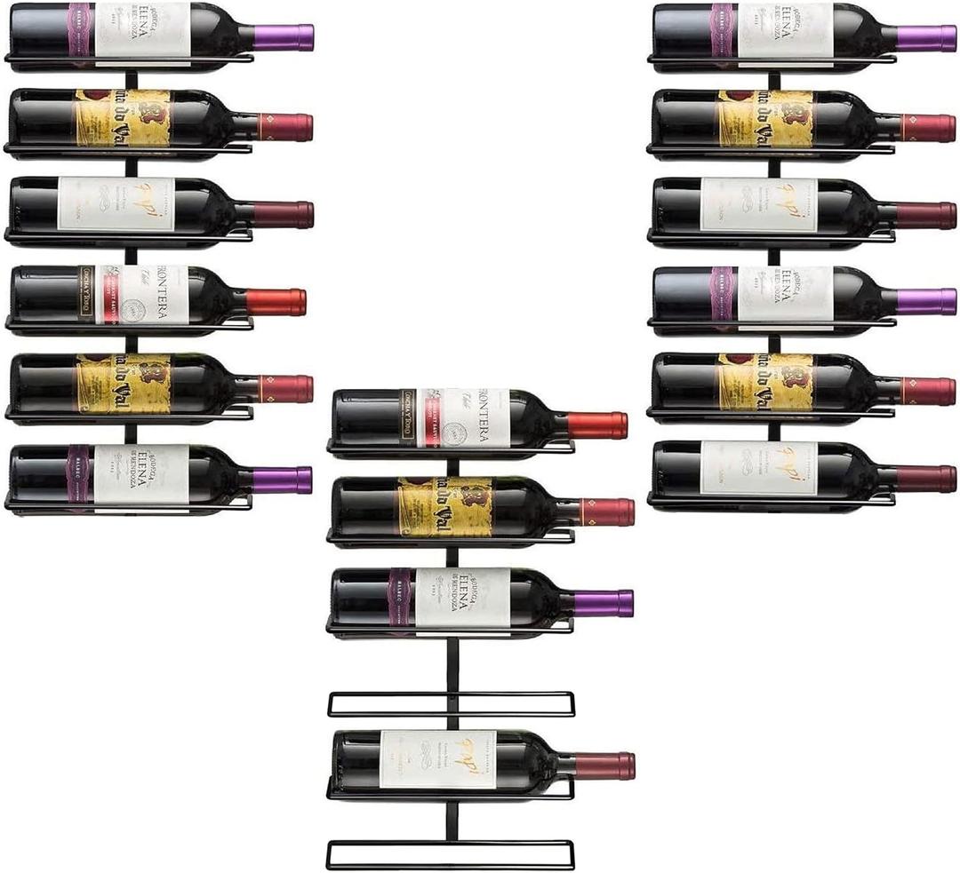 Sorbus Wall Mount Wine Rack  Holds 6 Bottles  Black Metal Wine Bottle Holder for Wall, Modern Wine Rack for Home Bar, Kitchen (3 Pack)