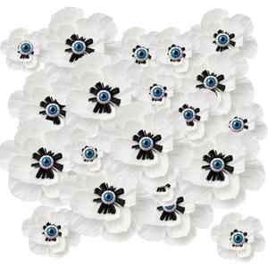 24 Set Halloween Decoration 6-12 Inch Large Poppy Flowers with Horror Props Artificial Crepe Paper Flowers Scary Props for Halloween Indoor Outdoor Wall Table Parties Backdrop Decor(White)