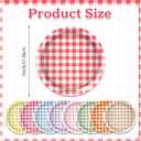 OXYLIPO 48 Pcs Gingham Dessert Paper Plates Set -7 Inch 6 Color Disposable Checkered Tableware | Pastel Round Small Plates for Picnic Wedding Birthday Baby Shower Camping Party Supplies