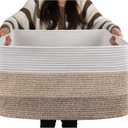 OIAHOMY Large Blanket Basket, 22”x17”x12” Rectangle Woven Baskets, Nursery Blanket Storage Living Room, Toy Storage With Handle, Large Baskets for Organizing-Gradient Yellow