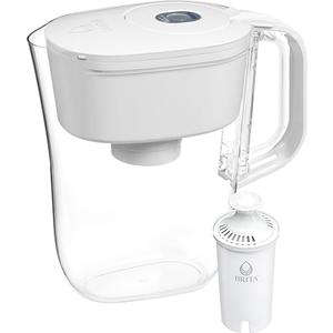 Brita Small 6 Cup Denali Water Filter Pitcher with 1 Brita Standard Filter, Made Without BPA, Bright White