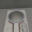 LitBear Travel Makeup Mirror with Lights, Rechargeable Double-Sided 10X/1X Magnifying Mirror, Portable Lighted Beauty Mirror, 3 Color Lighting, Dimmable Touch Screen, Tabletop Handhold Hanging (White) (Rose Gold)