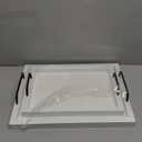 Besti Rustic Vintage Food Serving Trays (Set of 2) | Nesting Wooden Board with Handles | Stylish Farmhouse Decor Serving Platters | Large: 15 x2 x11 - Small: 13 x2 x9 inches (Rustic Off White)