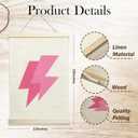 NQDWX Lightning Bolt Wood Poster Hanger - Pink Wall Decor for Teen Girl Room, 12x17 Inch Rustic Wood Frame Art, Edgy Nursery Sign, Unique Gift for Daughters & Best Friends. (166)