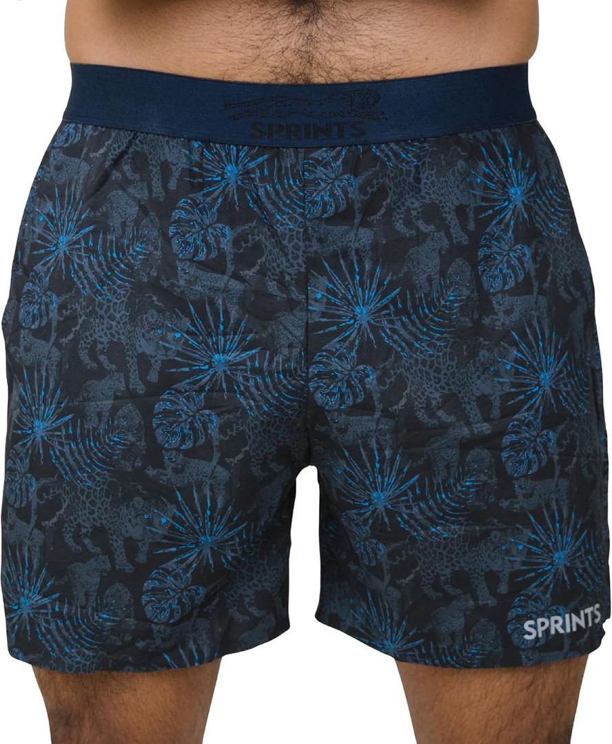 Sprints Mens 2-in-1 Running Shorts, 5 inch Quick Dry Athletic Shorts w/Pockets, Breathable, 4-Way Stretch for Gym & Workout (Blue, S)