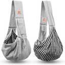 Tomkas Small Dog Sling Carrier - Cat Sling Carrier - Classic Pocket & Classic Strap - for 2-7 lbs Pets(Grey)