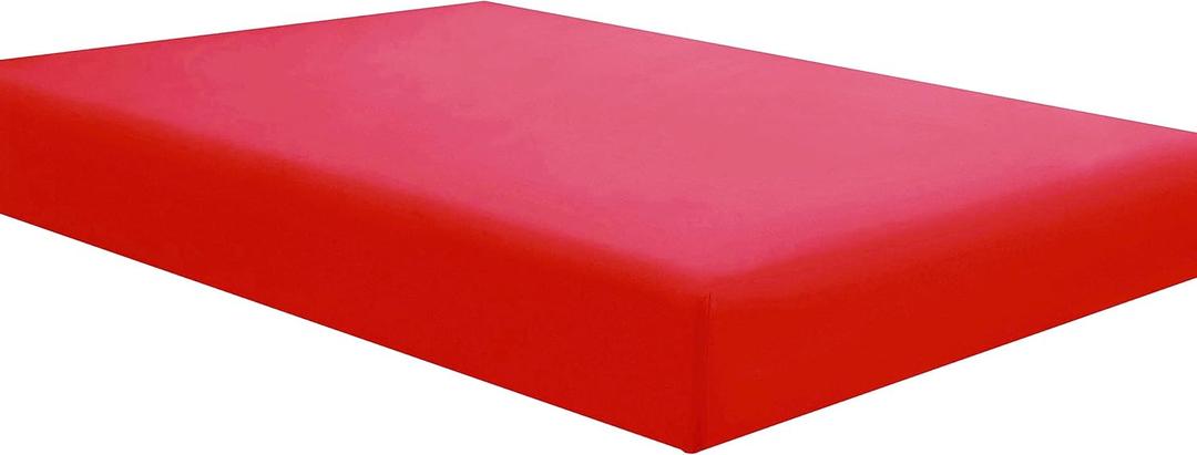 Sfoothome Single Fitted Sheet (Full - Red) - Deep Pocket Brushed Velvety Microfiber, Breathable, Extra Soft and Comfortable - Wrinkle, Fade, Stain and Abrasion Resistant