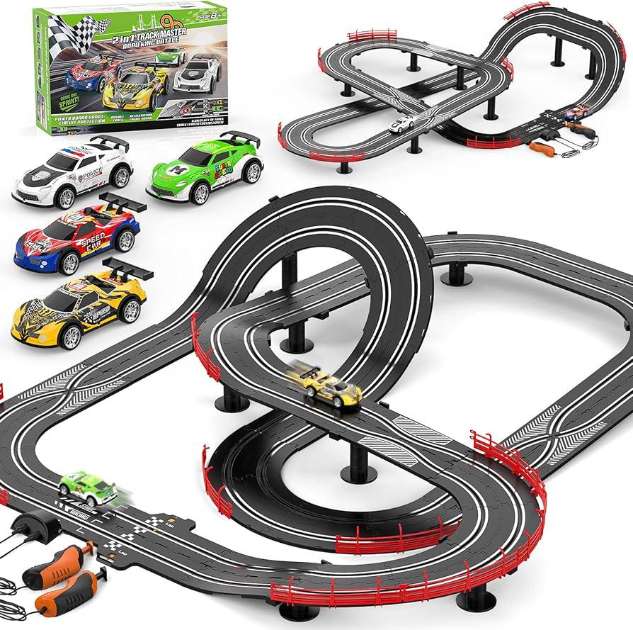 Slot Car Race Track Sets, 2 HighSpeed Track Cars, Lap Counter, Birthday Gift for Kids Boys Girls Ages 6 7 8 9 12