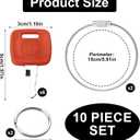 6 Piece Tractor Key Set  Includes 6 Replacement Keys, 2 Key Rings, and 2 Steel Rope Rings | Compatible with Ignition Keys RE183935 & RE71557 for John Deere Tractors 110TLB, 2032R, 2038R, 5320 & More