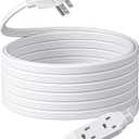 DEWENWILS 3 Outlet Extension Cord with Flat Plug, 25 FT 16/3 Awg Grounded Power Cable for Indoor Use, SPT-3 Cord, White, ETL Listed, 1 Pack