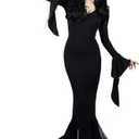 Cosplay.fm Women's Vintage Gothic Long Dress Witch Style Black Dress Halloween Family Cosplay Costume Dress (X-Large,Black)