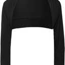 Daydance Modal Cotton Teens Women Bolero Shrug for Dance, Leotards, Dress (X-Small, Black)