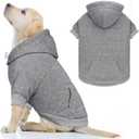 Dog Hoodie Dog Sweaters for Large Dogs Pet Sweater Solid Soft Brushed Fleece Pet Clothes Hoodie Sweatshirt with Pocket (Grey-L)