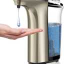 Automatic Soap Dispenser, Touchless Dish soap Dispenser 17oz/500ml with Upgraded Infrared Sensor, 5 Adjustable Soap Dispensing Levels, Liquid Hand soap Dispenser for Bathroom & Kitchen (Champagne Gold)