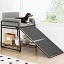Pet Stairs Ramp with Seat,Dog Window Perch with Stairs and Storage,Dog Seat with Ramp Steps,Folding Pet Ramp for Dogs Cats,Bunk Bed Chair with Sofa Cushion for Bed Couch Office,Hold Up to 110 lbs