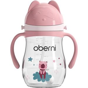 Oberni Leakproof Sippy Cups, Double Sealing No Spill Water Bottle with Weighted Straw and Non-Slip Handle for Toddler 1-3 Years, Tritan Baby Cups 12+ Months, 270ml/9oz (1Pack,Pink)