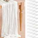 DREAMBOAT 12 Pack White Cheesecloth Table Runner 10ft Gauze Table Runner 35x120 Inch Boho Rustic Sheer Cheese Cloth Table Runner for Wedding Baby Bridal Shower Birthday Party Decorations