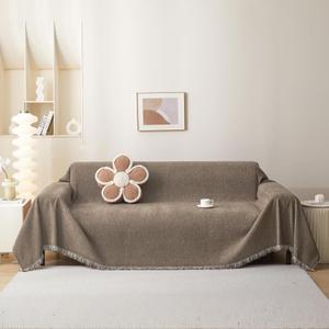 MEETSKY Sectional Couch Covers for 3 Cushion Sofa Pet Friendly, Washable Sofa Cover Chenille Couch Slipcover for Sectional Sofa, Thick Couch Protector Covers for Dogs Pets, 91" x 134" (Sand)