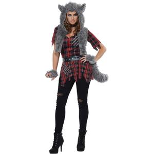Womens She-Wolf Costume (Medium, Gray)