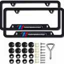 2 Pcs Black License Plate Frames Metal Aluminum Material 4 Holes License Plate Covers Screw Caps Cover Set Compatible with 1 2 3 4 5 Series X1 X3 X5 X6 X7 Series M2 M3 M4 M5 M6 Series E90 E91.etc