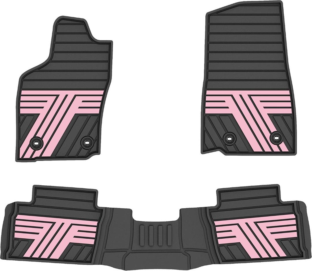 Rubber Floor Mats for Toyota Tacoma 2024-2026 (Not Fit Hybrid) Black & Pink