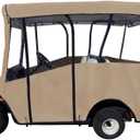 DoorWorks Golf Cart Cover Upto 80’ Golf Cart Covers 4 Passenger Premium Waterproof Windproof Sunproof Golf Cart Accessories Travel 4-Sided Fits Club Car Tan