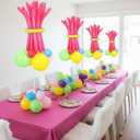 4 Sets Pink Blue Yellow Green Balloons Kit Rainbow Balloons with Base for Table Centerpieces Cartoon Magic Theme Party Decoration for Birthday Baby Shower Gender Reveal