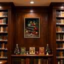 Framed Christmas Wall Art, Vintage Christmas Book Paintings, Retro Canvas Prints Decor, Rustic Winter Holiday Pictures Wall Decor for Bedroom Christmas Decoration Gifts  12x16in