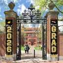 2026 Graduation Decorations, Graduation Banner Class of 2026, Hanging Congratulations/Congrats Grad Banner for Door and Porch, Party Decor - Black