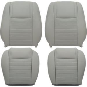 NLQR Driver & Passenger Side Bottom & Top Lean Back Replacement Perforated Microfiber Leather Seat Covers Gray Compatible with Ford Mustang GT 2005 2006 2007 2008 2009