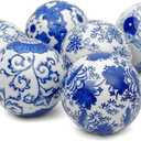 Red Lantern 3" Blue & White Decorative Porcelain Ball Set