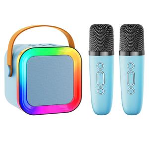 Mini Karaoke Machine Speaker for Kids Adults,Portable Bluetooth with 1-2 Wireless Microphones,Christmas Birthday Gifts Toys Girls Boys Ages 4, 5, 6,7, 8,9,10,11,12+ Years Old Toddler (Blue - 2 Mic)
