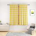 UPOPO Buffalo Check Window Curtains 48 inches Long Living Room Cotton Curtain Panels Bedroom Plaid Gingham Farmhouse Decor Curtains Rod Pocket Kitchen Bathroom Basement 2 Panels Yellow White 52"x48"