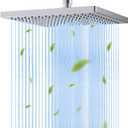 Hibbent Thickness Metal Rain Shower Head, 10 Inch High Pressure Rainfall Shower Head, Square Large Bathroom Waterfall Shower Heads, High Flow Fixed Showerheads with Adjustable Brass Ball Joint, Chrome
