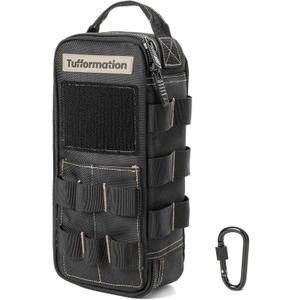 Heavy Duty Small Tool Bag Pouch Portable Utility Organizer Case with Zipper Handle. Perfect for EDC, Motorcycle, Road Bike, Electricians & More (Black)