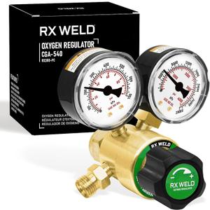 RX WELD Oxygen Regulator Welding Gas Gauges CGA 540 Inlet Oxy for V-Style Torch Cutting Kit, PC-Handle