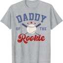 Daddy of Rookie 1st Birthday Baseball Boy Family Matching T-Shirt, Grey, Size M