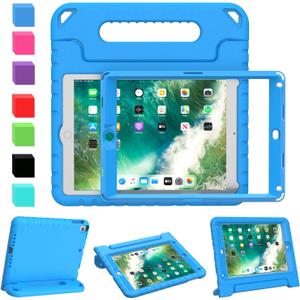 AVAWO Kids Case for iPad 9.7 inch (2018/2017 Model) 6th/5th Generation, iPad Air 2 Cover with Built-in Screen Protector, Durable Lightweight Shockproof Handle Stand for Toddlers, Blue