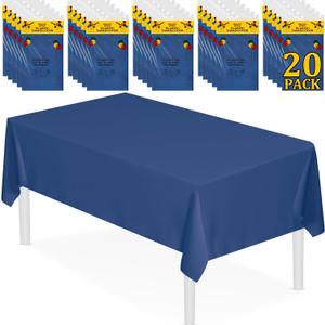 XSEINO 20 Pack 54" x 108" Premium Navy Blue Plastic Table Cloth,Disposable Rectangle Tablecloths Waterproof Table Cover for Birthday Wedding Anniversary Graduation Party Decorations Supplies