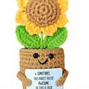 SOL VIBES Mothers Day Sunflower Crochet Gift for Women Friendship Positive Plant Decor, Uplifting Thinking of You Encouragement Gift for Friend, Coworker, Sister, Mom, Teacher, Daughter