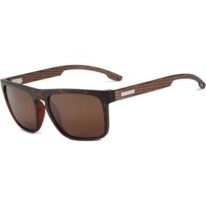 ZENOTTIC Polarized Sunglasses Men Square: Unbreakable TR90 Frame Carbon Fiber Temple UV400 Protection Sun Glasses for Driving (Tortoise Frame Brown Lens)